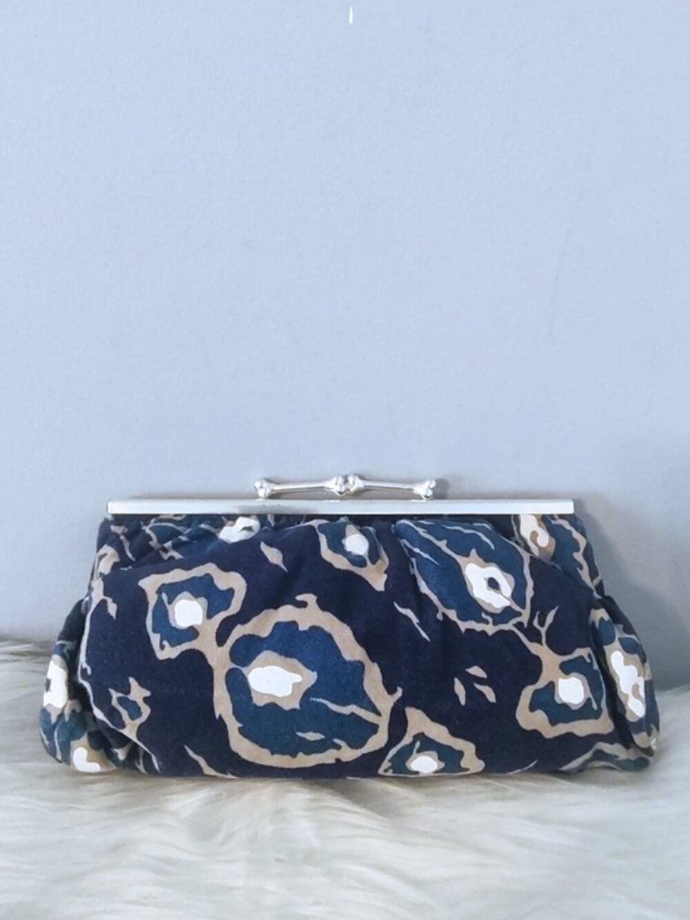 Vivienne Westwood bone kisslock suede clutch w/COA RARE EUC